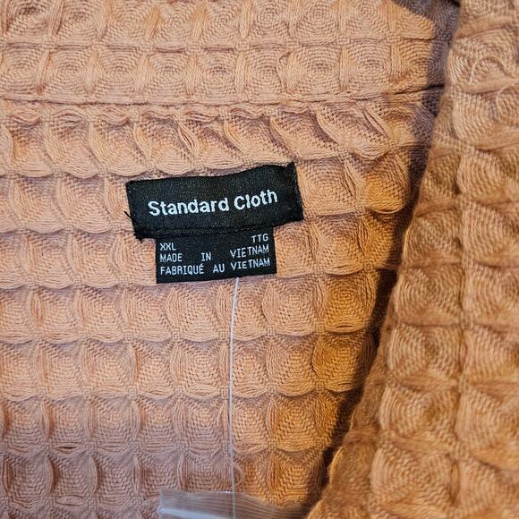 Urban Outfitters Standard Cloth Waffle Knit Zip Shirt Peach Men's XXL NWT FLAW - Picture 6 of 10